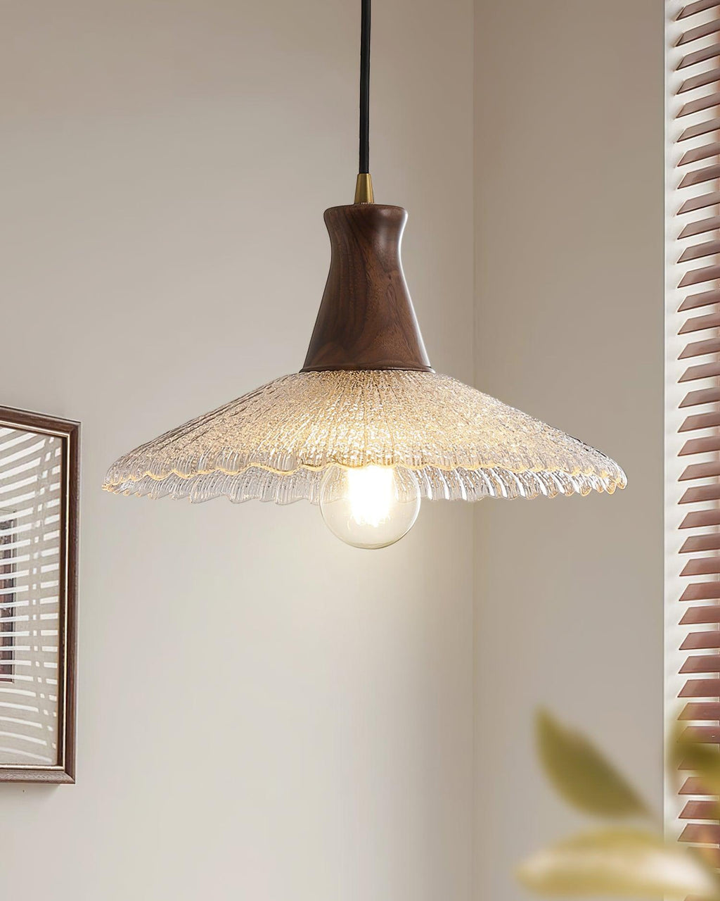 Eikon Lampe Suspendue Noyer Verre Texturé Élégant - Neutralighting