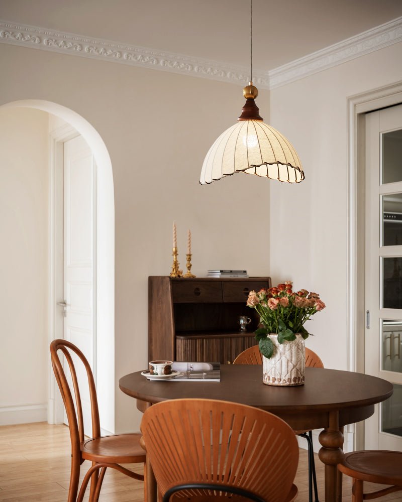 Thalira Suspension Élégante en Bois et Tissu - Neutralighting