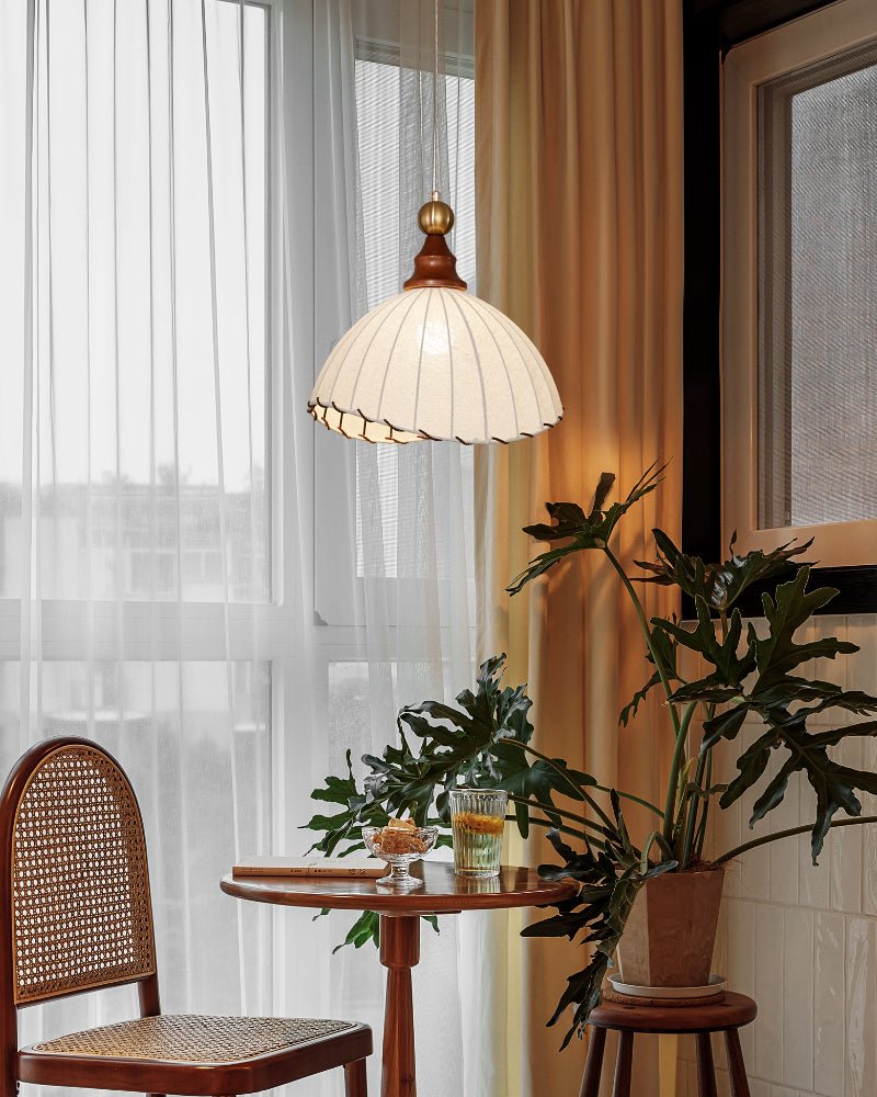 Thalira Suspension Élégante en Bois et Tissu - Neutralighting