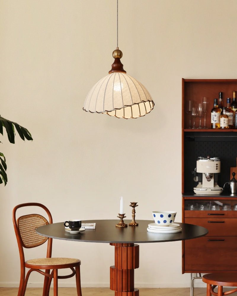 Thalira Suspension Élégante en Bois et Tissu - Neutralighting