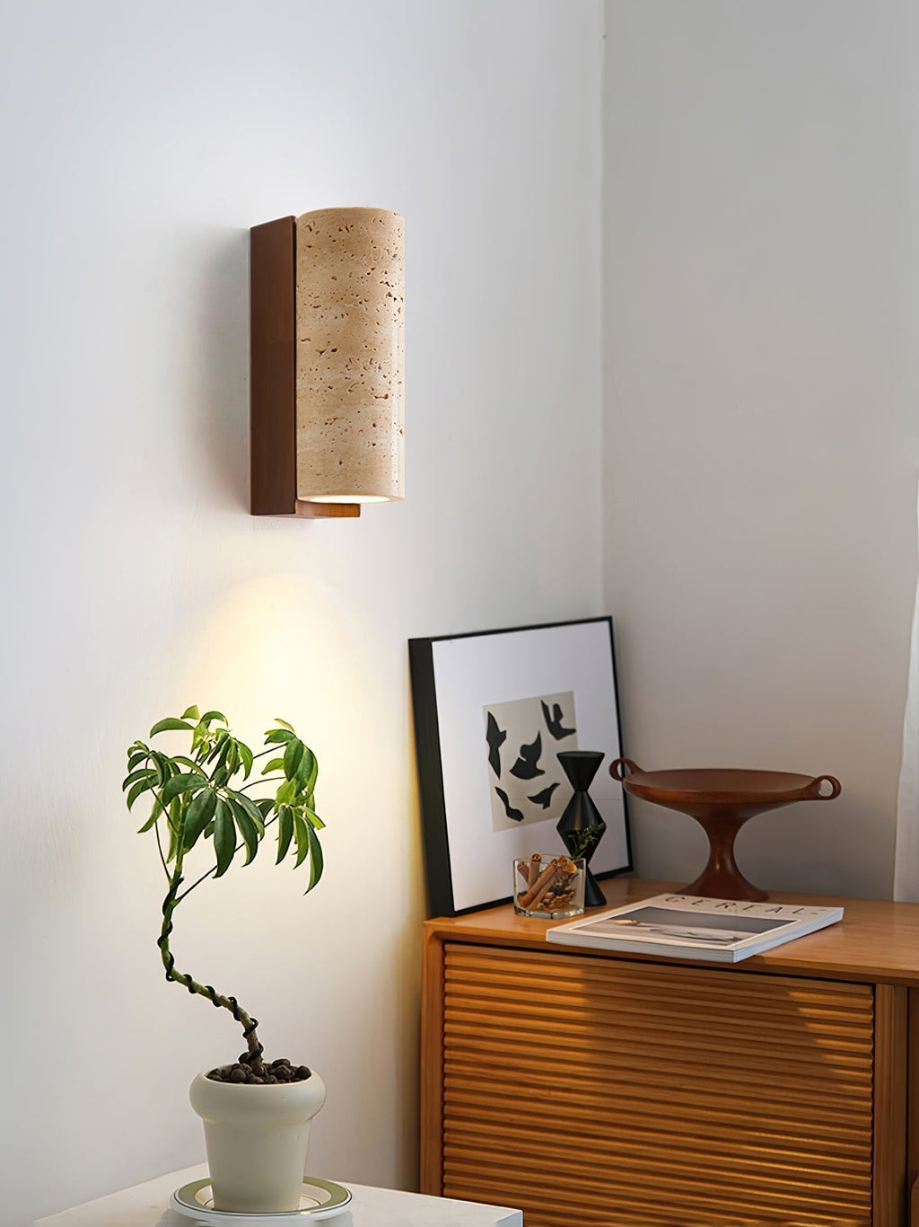 Lysandra Applique Murale Cylindrique en Travertin - Neutralighting