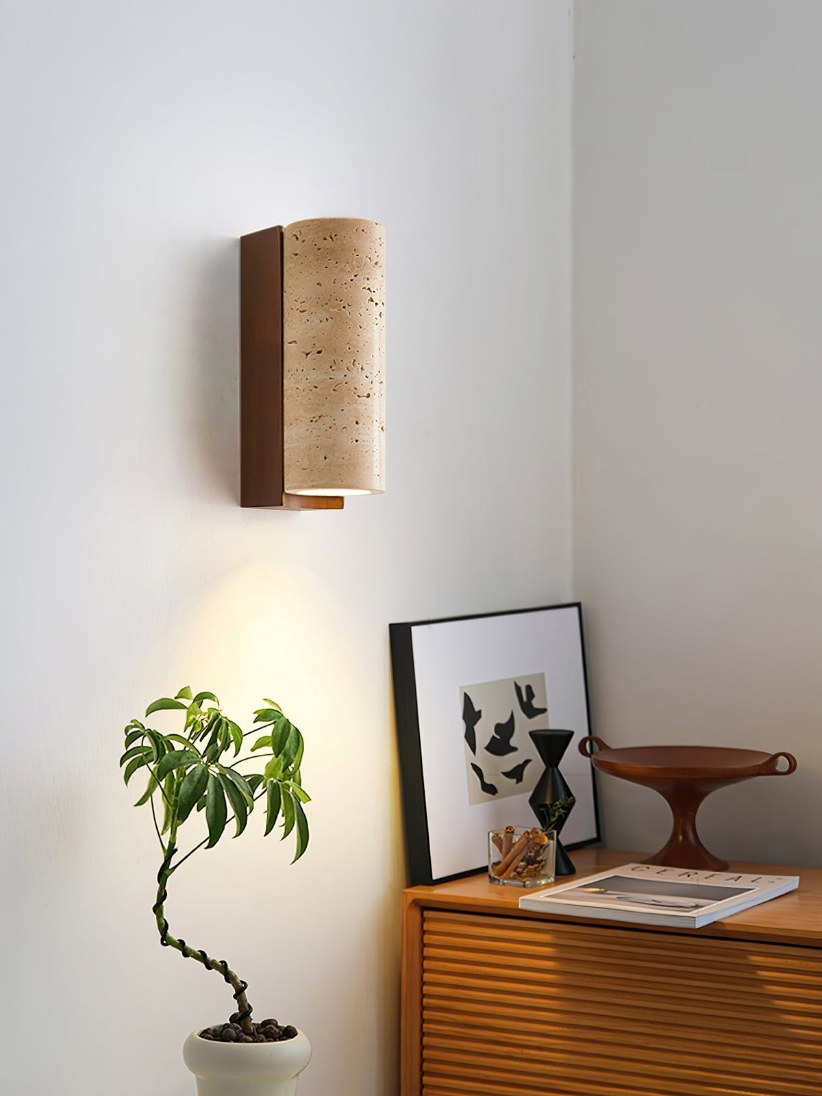 Lysandra Applique Murale Cylindrique en Travertin - Neutralighting
