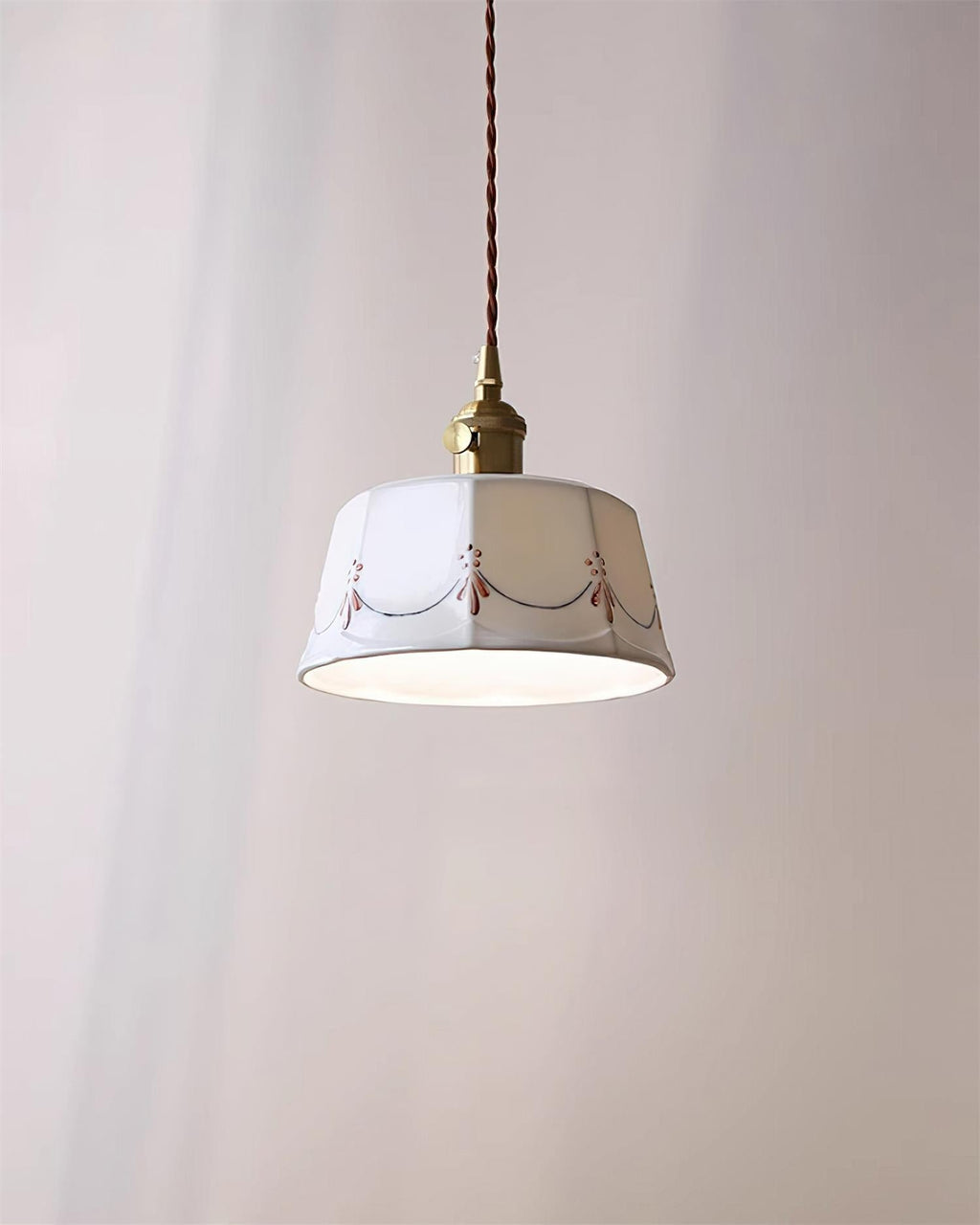 Eliana Suspension Main Peint Florale Verre Vintage - Neutralighting