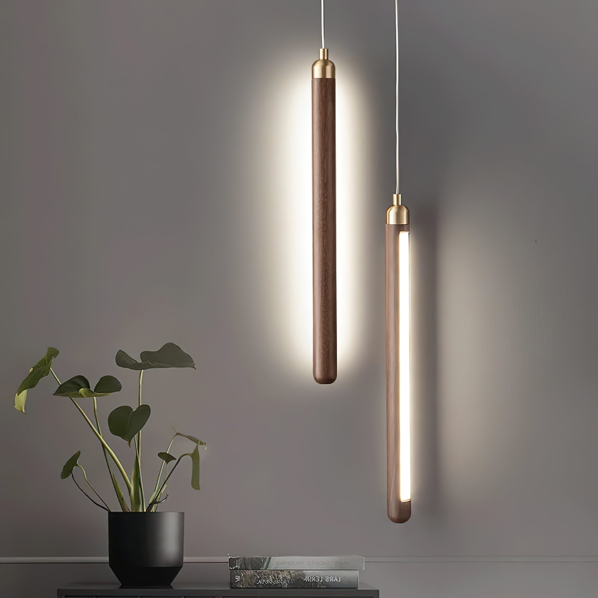 Kyoto Noyer Laiton Linéaire Suspension Lumière - Neutralighting