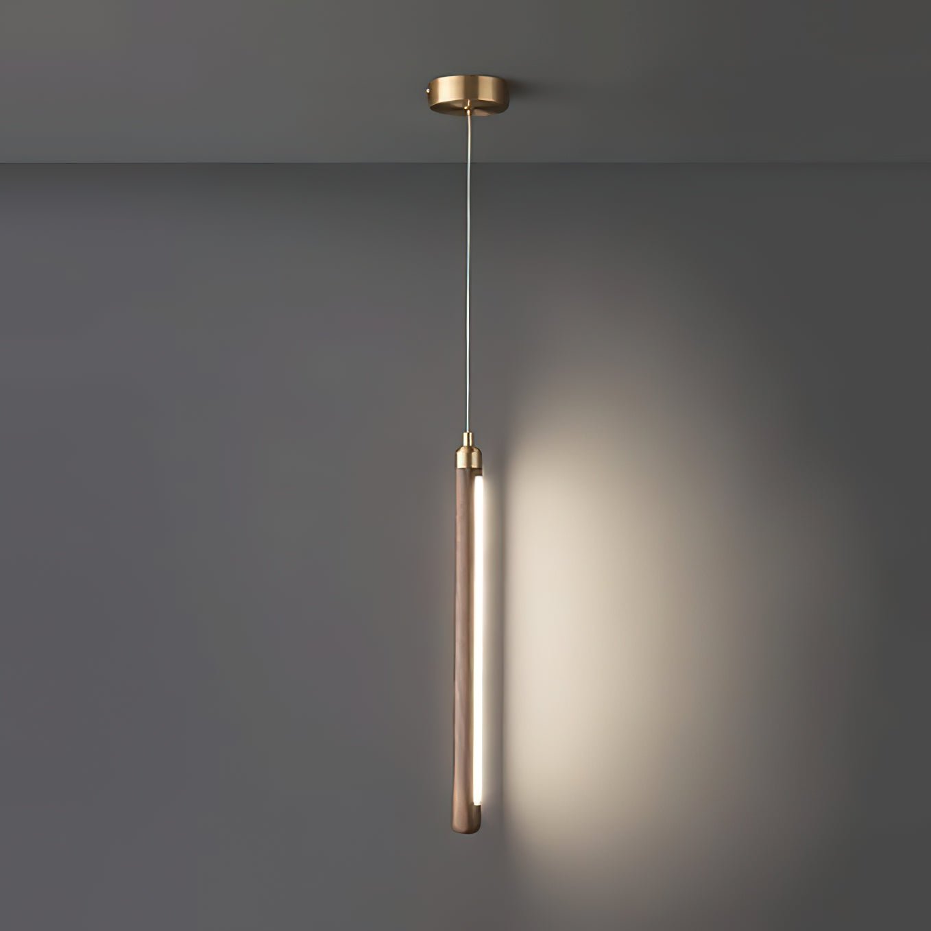 Kyoto Noyer Laiton Linéaire Suspension Lumière - Neutralighting