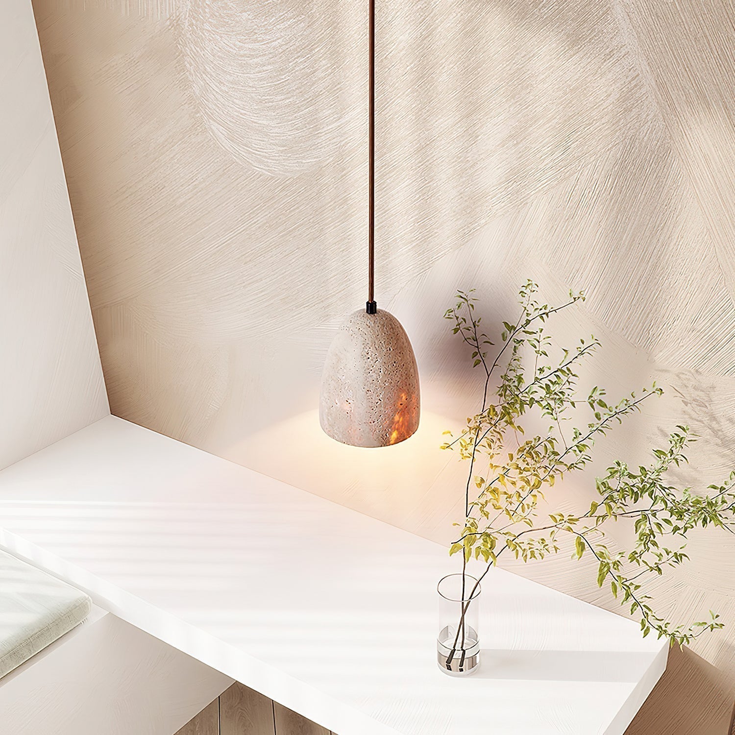 Evtheira Suspension Conique en Travertin - Neutralighting