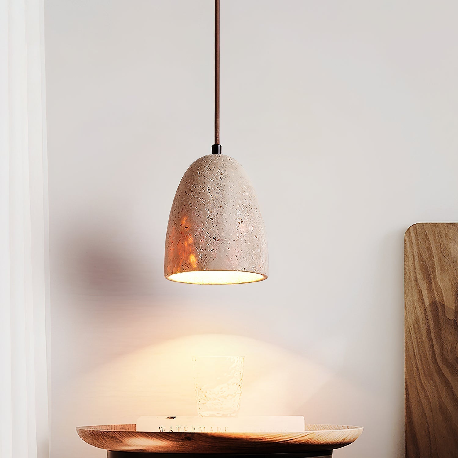 Evtheira Suspension Conique en Travertin - Neutralighting