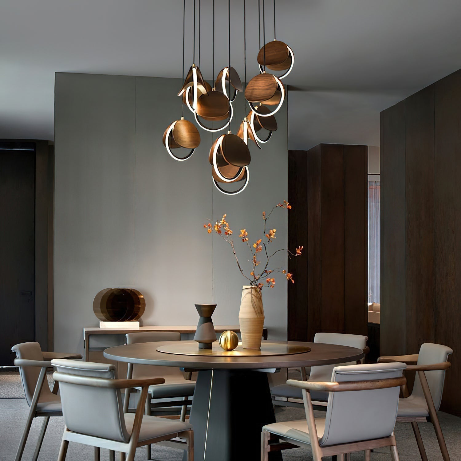 Avvelen Géométrique Bois Pendentif Lumière - Neutralighting