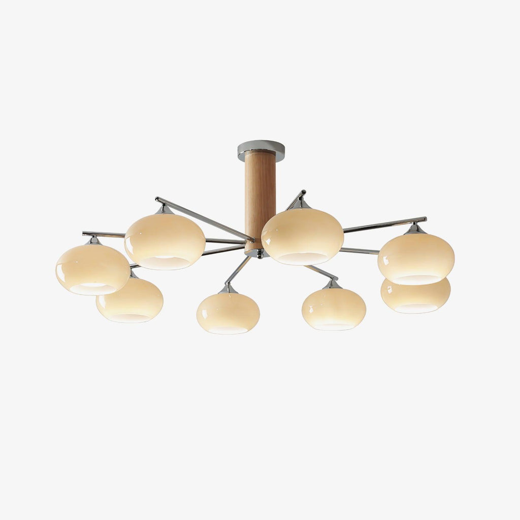 Lustra Chandelier en Verre Persimmon Mid-Century 8 Lumières - Neutralighting