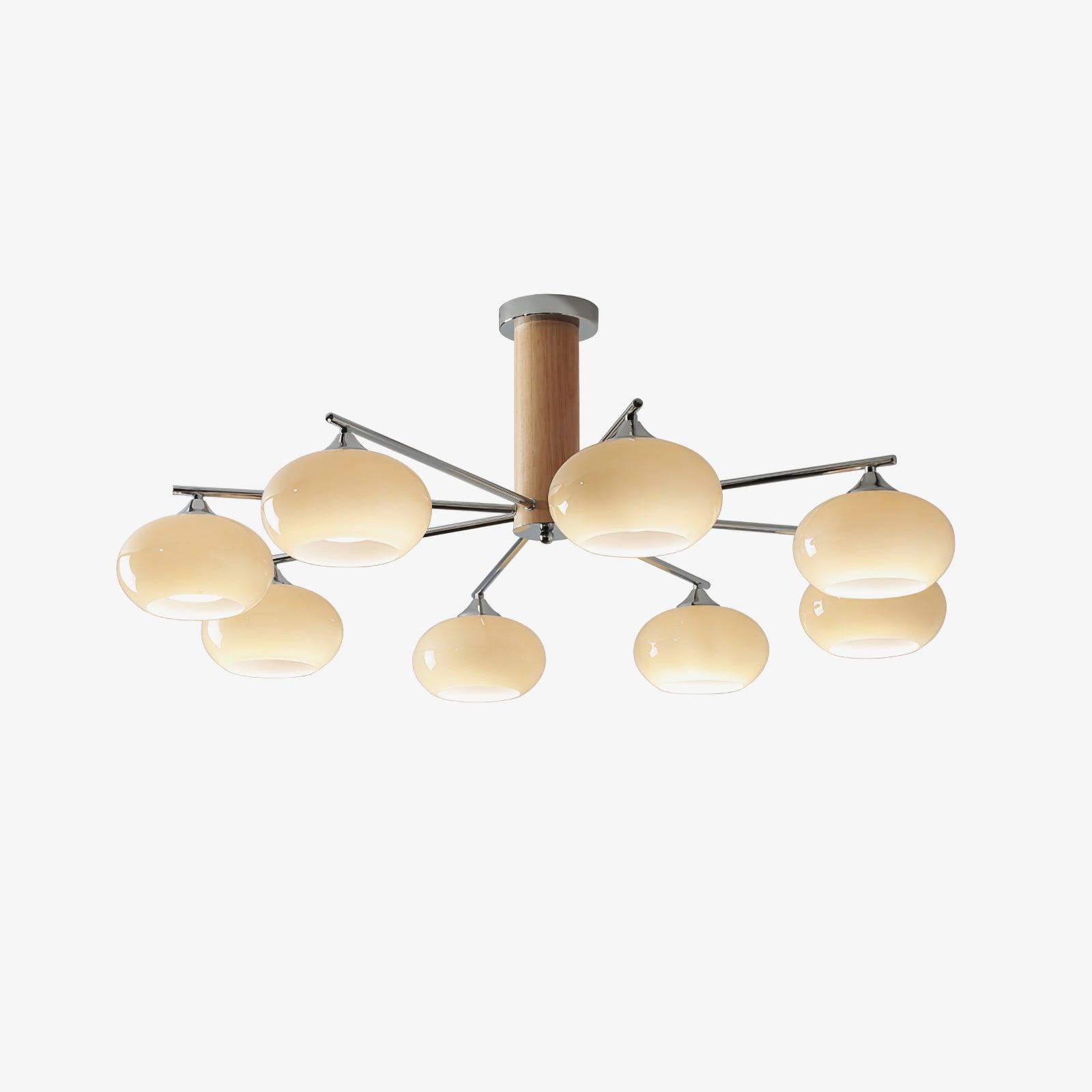 Lustra Chandelier en Verre Persimmon Mid-Century 8 Lumières - Neutralighting