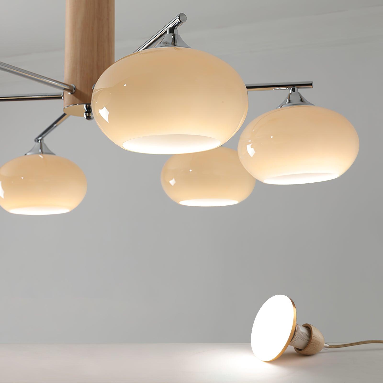 Lustra Chandelier en Verre Persimmon Mid-Century 8 Lumières - Neutralighting
