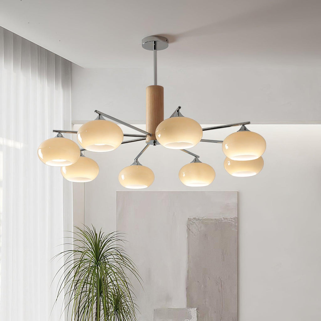 Lustra Chandelier en Verre Persimmon Mid-Century 8 Lumières - Neutralighting