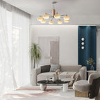 Lustra Chandelier en Verre Persimmon Mid-Century 8 Lumières - Neutralighting