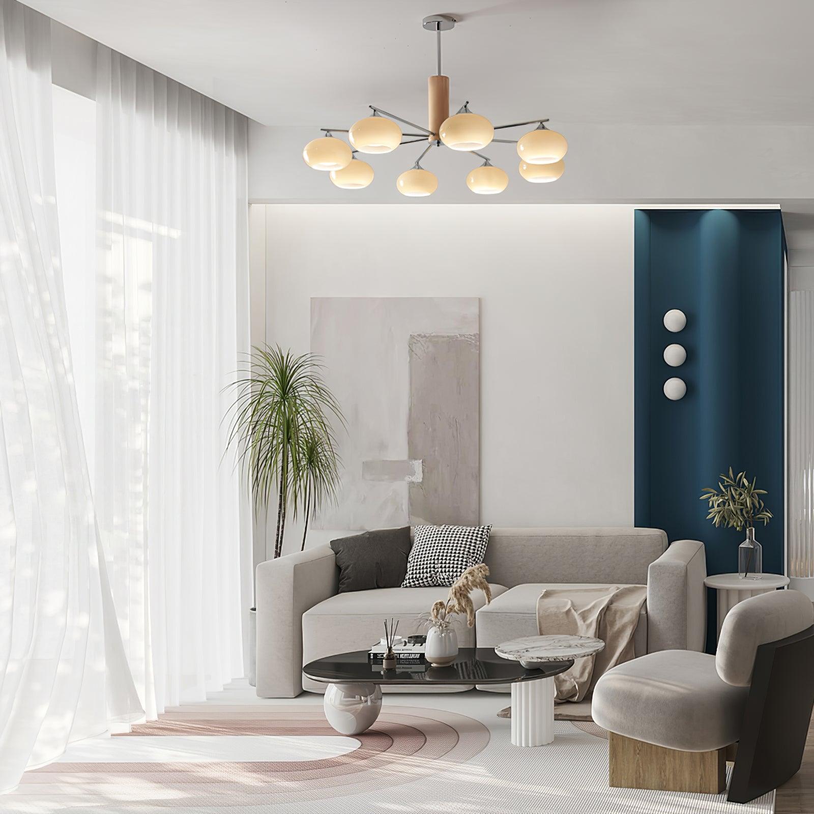 Lustra Chandelier en Verre Persimmon Mid-Century 8 Lumières - Neutralighting