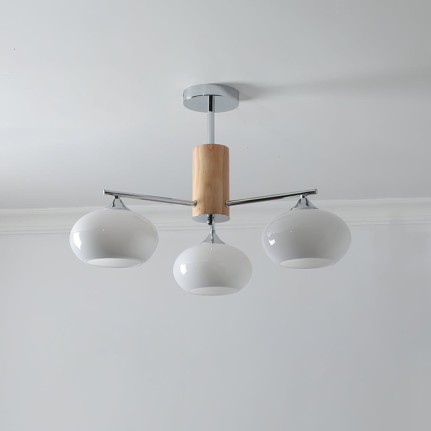 Lustra Chandelier en Verre Persimmon Mid-Century 8 Lumières - Neutralighting
