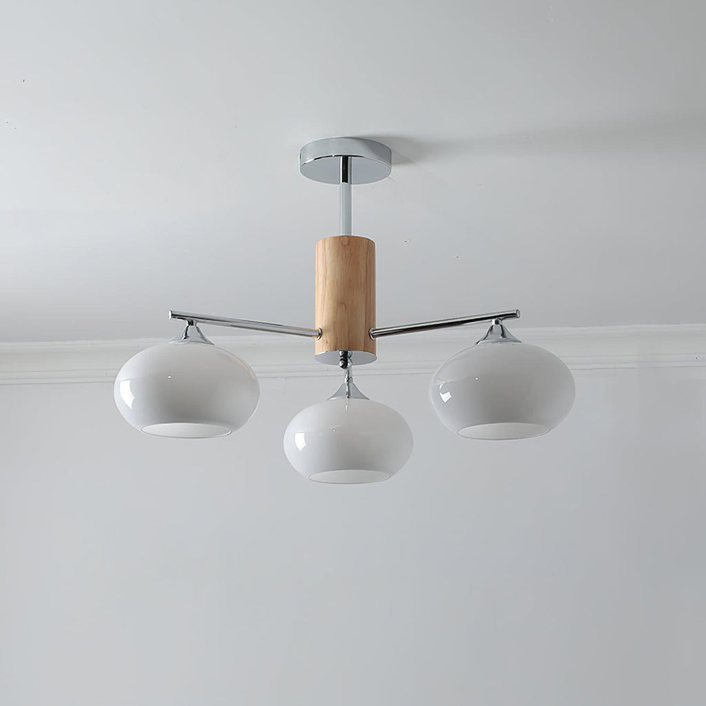 Lustra Chandelier en Verre Persimmon Mid-Century 8 Lumières - Neutralighting