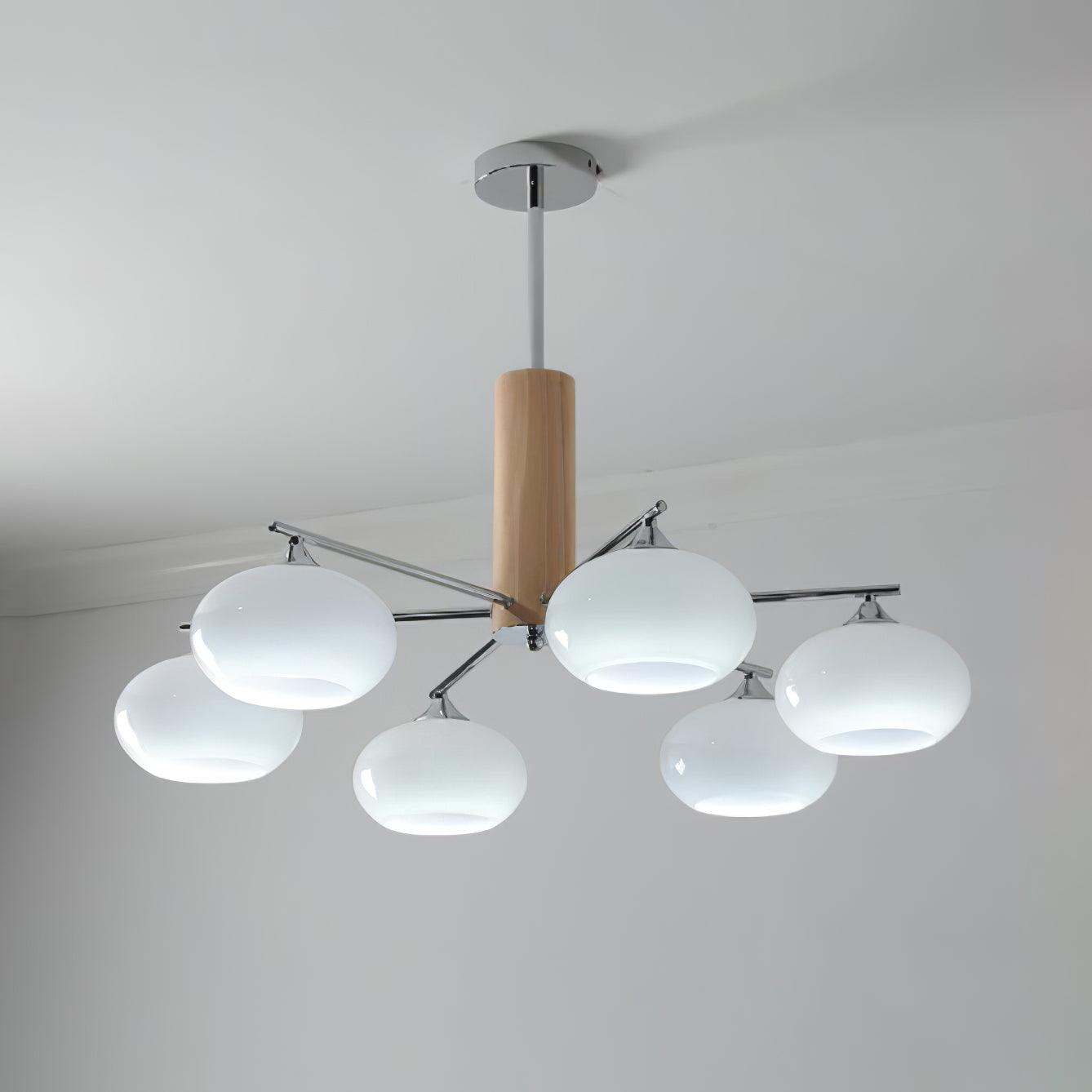 Lustra Chandelier en Verre Persimmon Mid-Century 8 Lumières - Neutralighting