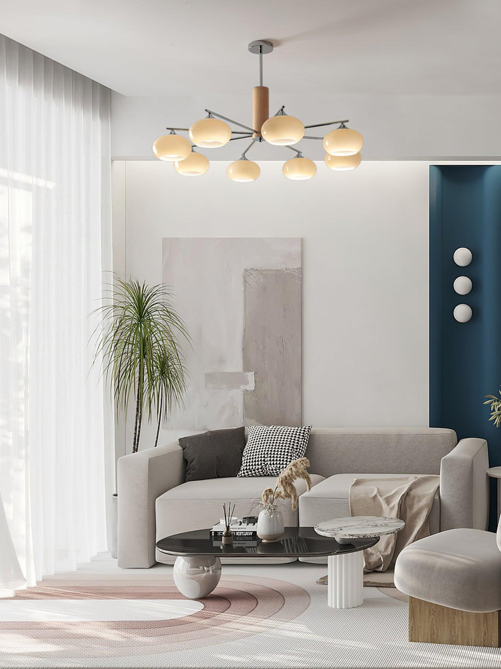 Lustra Chandelier en Verre Persimmon Mid-Century 8 Lumières - Neutralighting