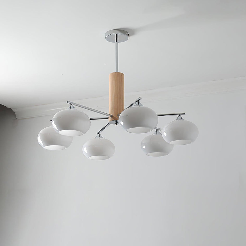 Lustra Chandelier en Verre Persimmon Mid-Century 8 Lumières - Neutralighting