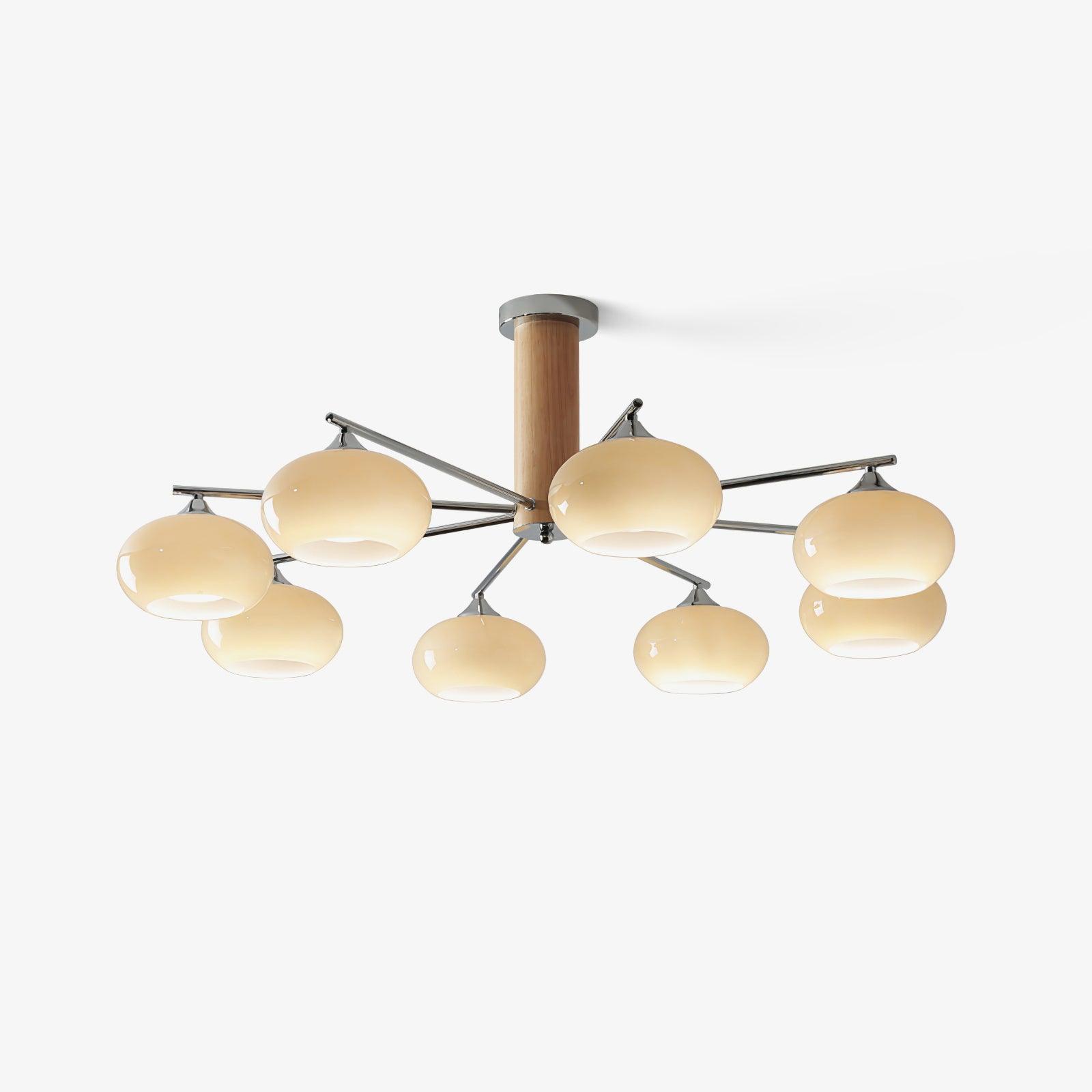 Lustra Chandelier en Verre Persimmon Mid-Century 8 Lumières - Neutralighting