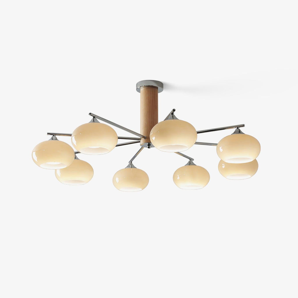 Lustra Chandelier en Verre Persimmon Mid-Century 8 Lumières - Neutralighting