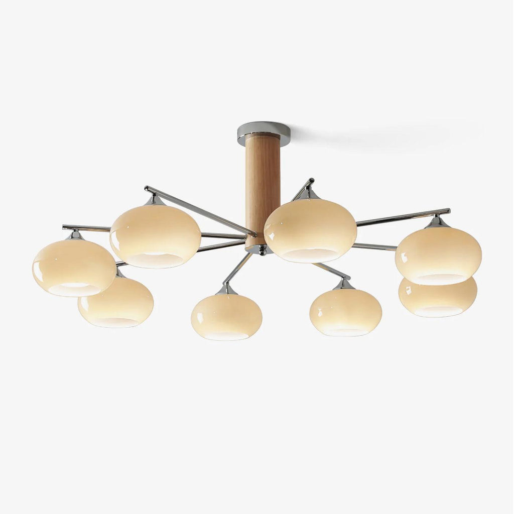 Lustra Chandelier en Verre Persimmon Mid-Century 8 Lumières - Neutralighting