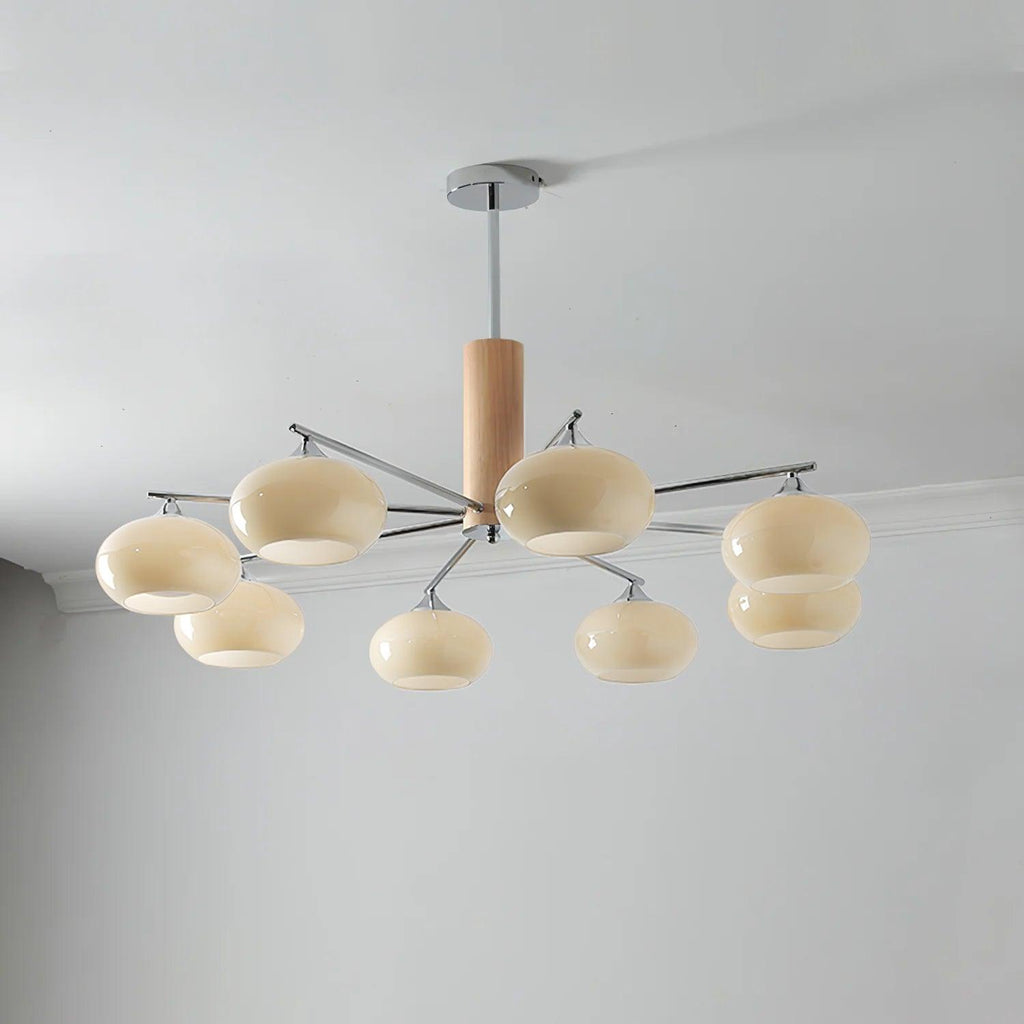 Lustra Chandelier en Verre Persimmon Mid-Century 8 Lumières - Neutralighting