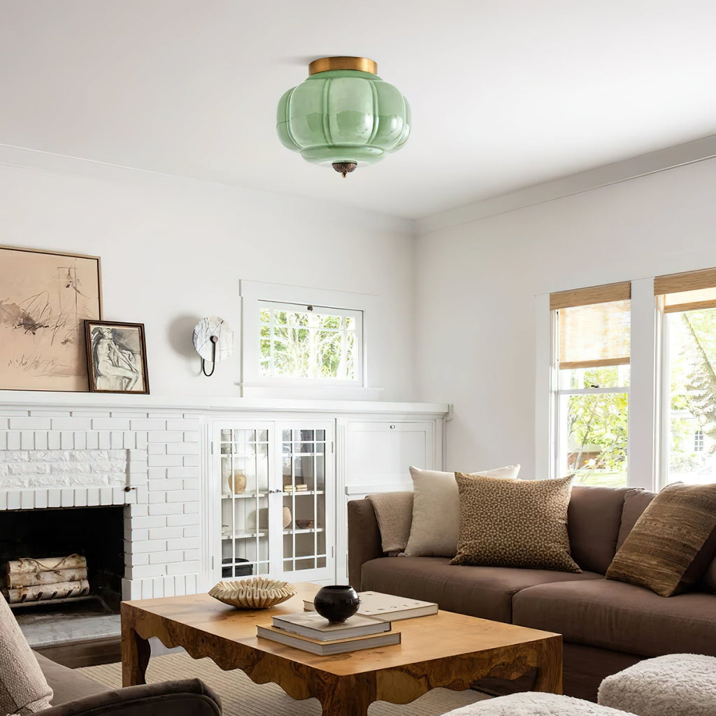 Elyra Lampe de Plafond en Verre Vert - Neutralighting