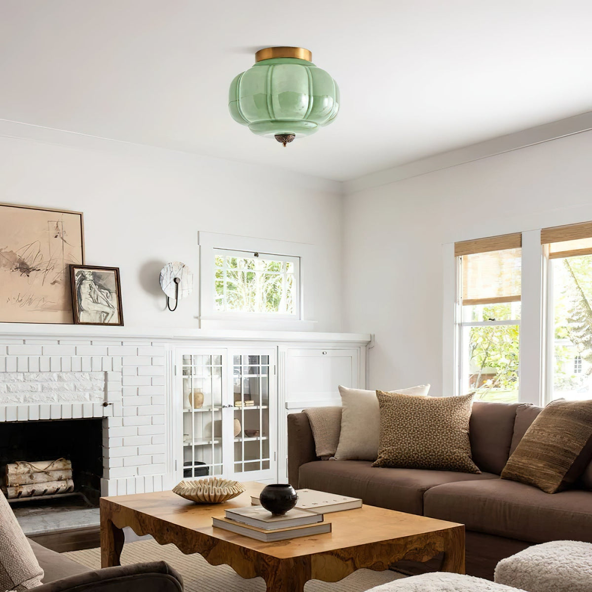 Elyra Lampe de Plafond en Verre Vert - Neutralighting