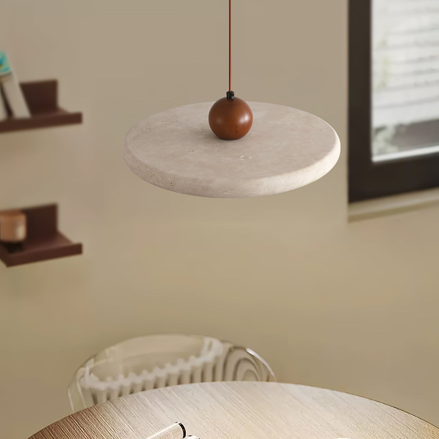 Eurliryra Suspension Disque Sphère en Travertin - Neutralighting