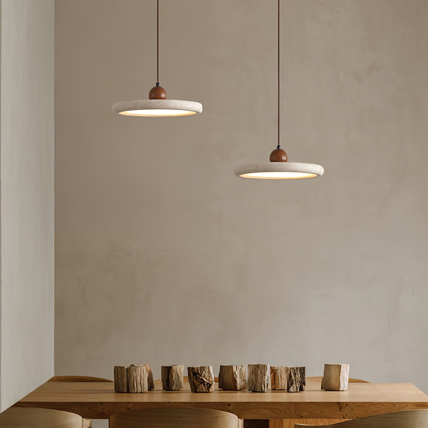 Eurliryra Suspension Disque Sphère en Travertin - Neutralighting