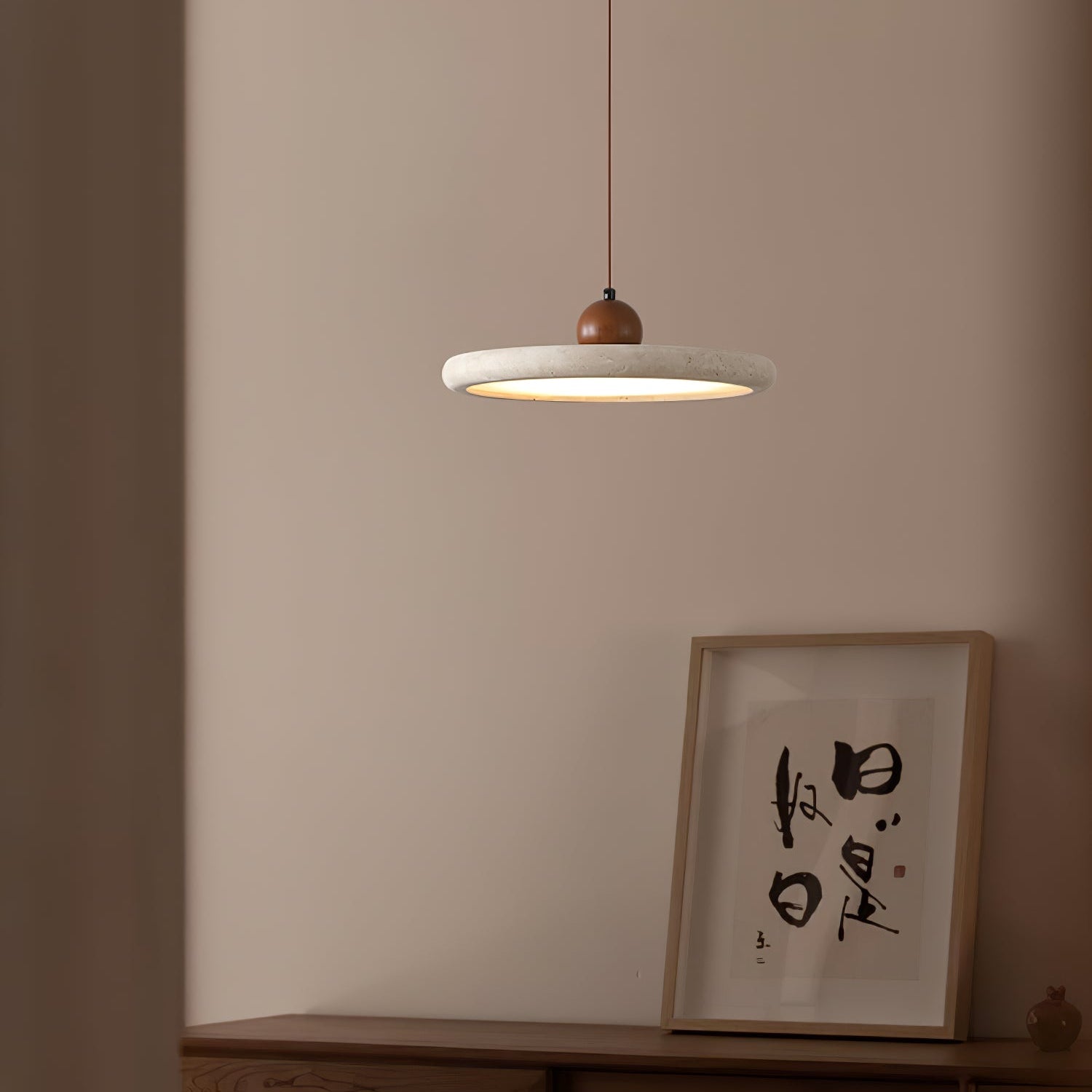 Eurliryra Suspension Disque Sphère en Travertin - Neutralighting