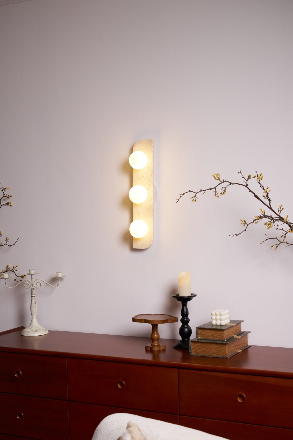 Zophaor Minimalist Travertine Plug-In Wall Light - Neutralighting