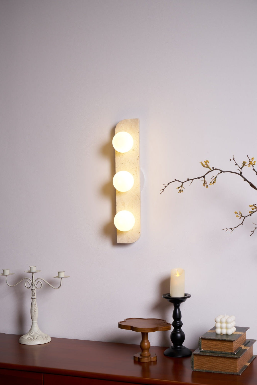 Zophaor Minimalist Travertine Plug-In Wall Light - Neutralighting