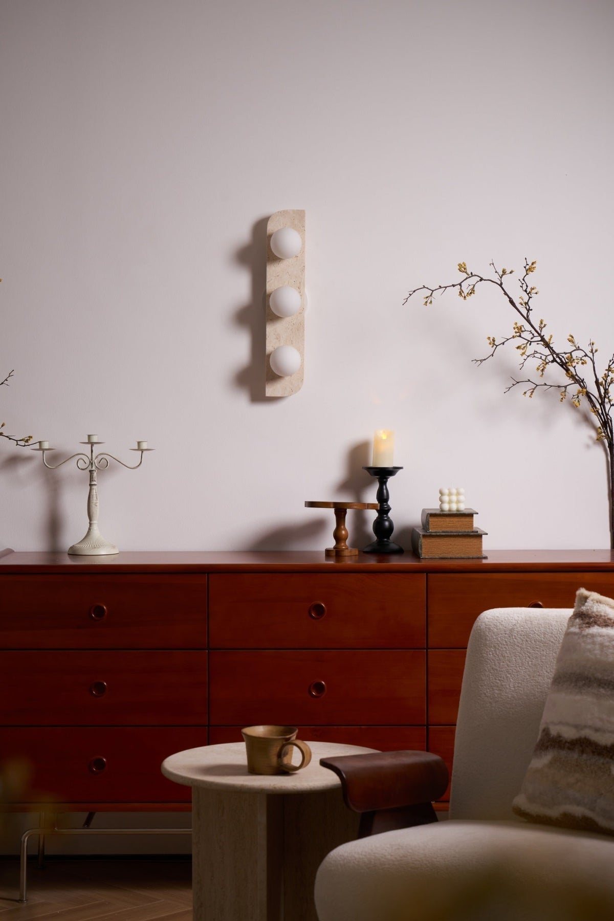 Zophaor Minimalist Travertine Plug-In Wall Light - Neutralighting