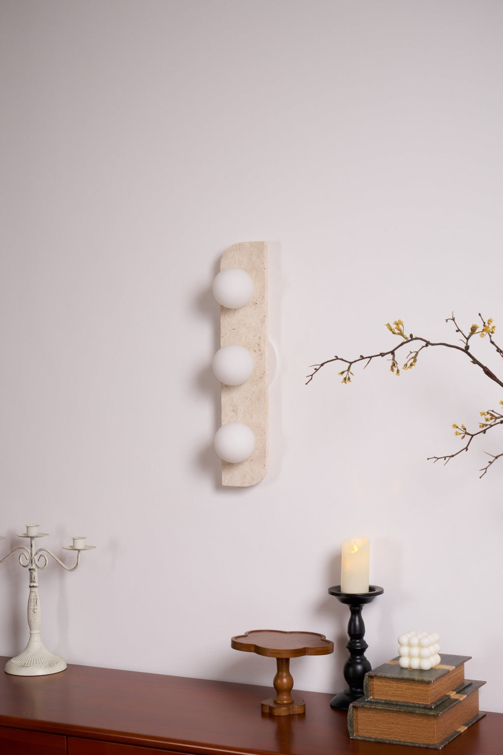 Zophaor Minimalist Travertine Plug-In Wall Light - Neutralighting