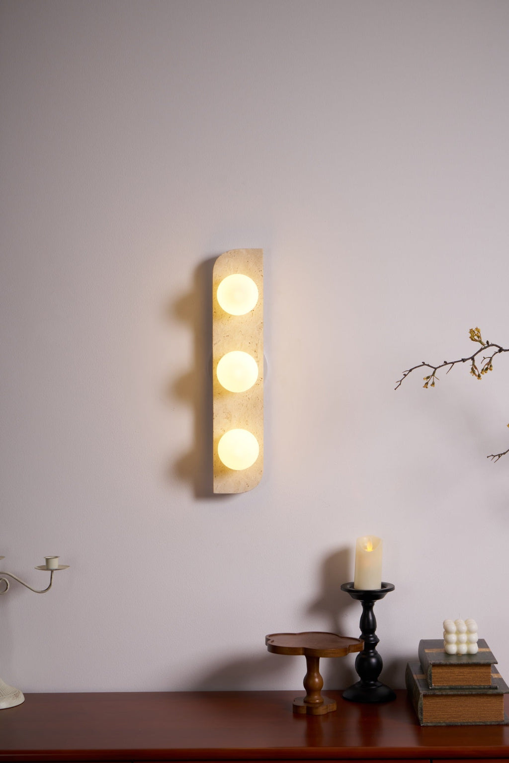 Zophaor Minimalist Travertine Plug-In Wall Light - Neutralighting