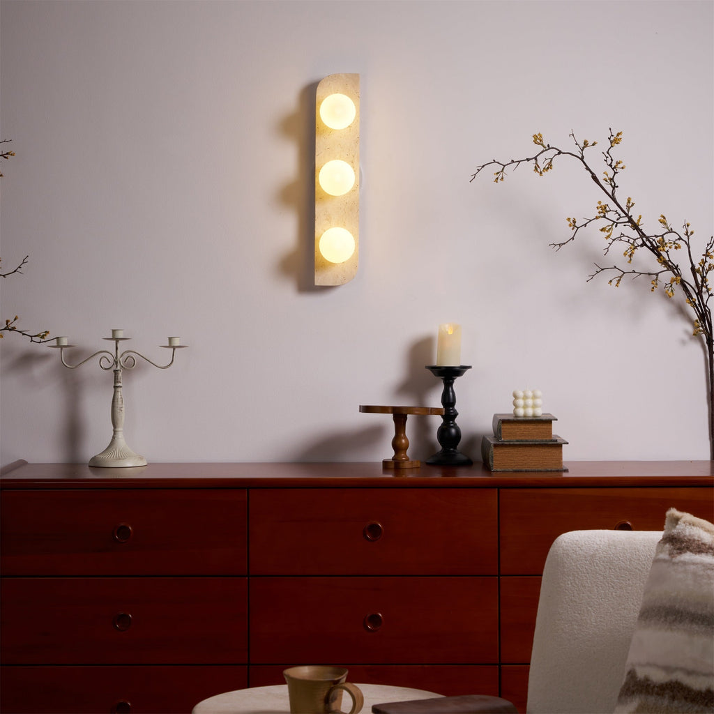 Zophaor Minimalist Travertine Plug-In Wall Light - Neutralighting