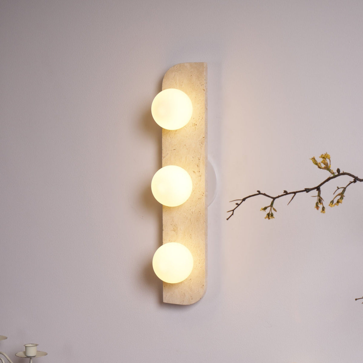 Zophaor Minimalist Travertine Plug-In Wall Light - Neutralighting