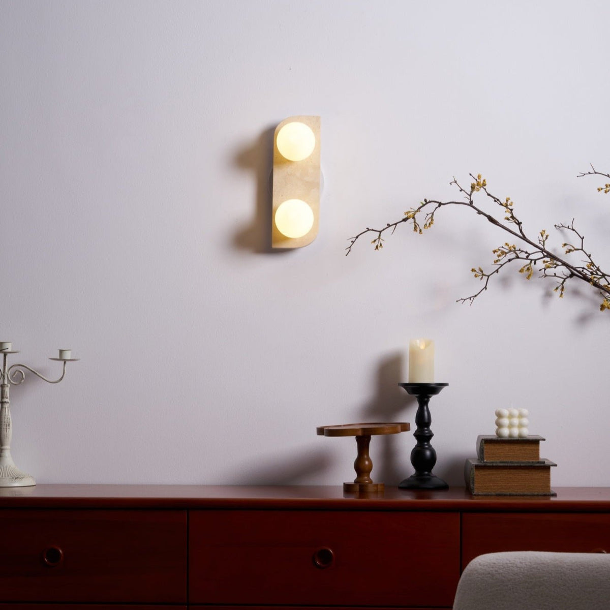 Zophaor Minimalist Travertine Plug-In Wall Light - Neutralighting