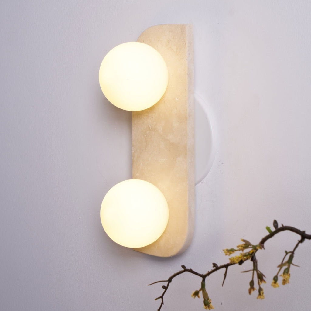 Zophaor Minimalist Travertine Plug-In Wall Light - Neutralighting