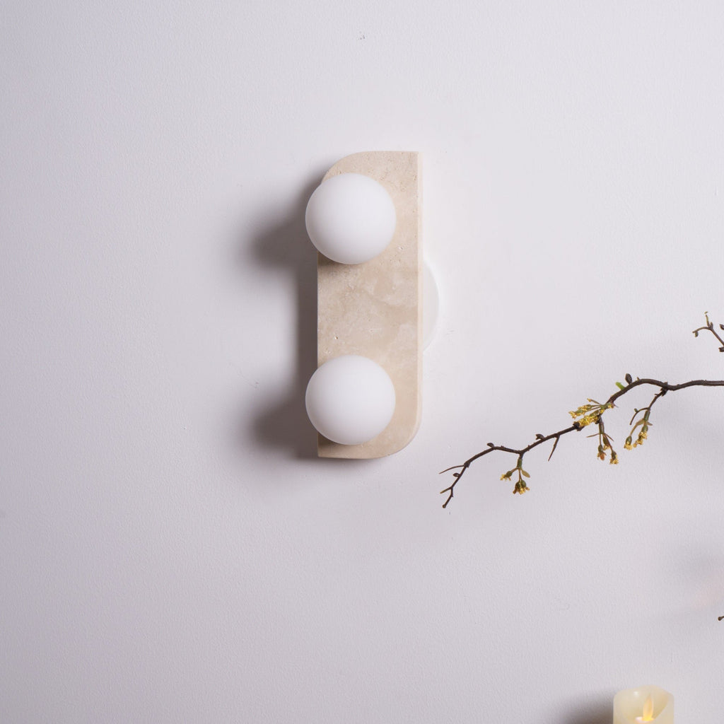 Zophaor Minimalist Travertine Plug-In Wall Light - Neutralighting