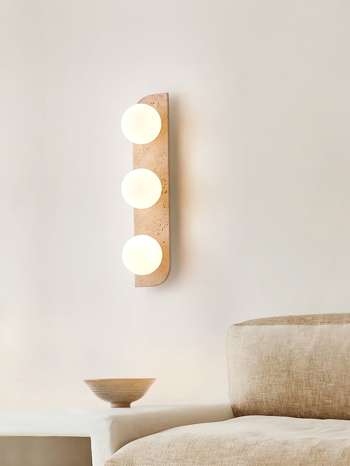 Zophaor Minimalist Travertine Plug-In Wall Light - Neutralighting
