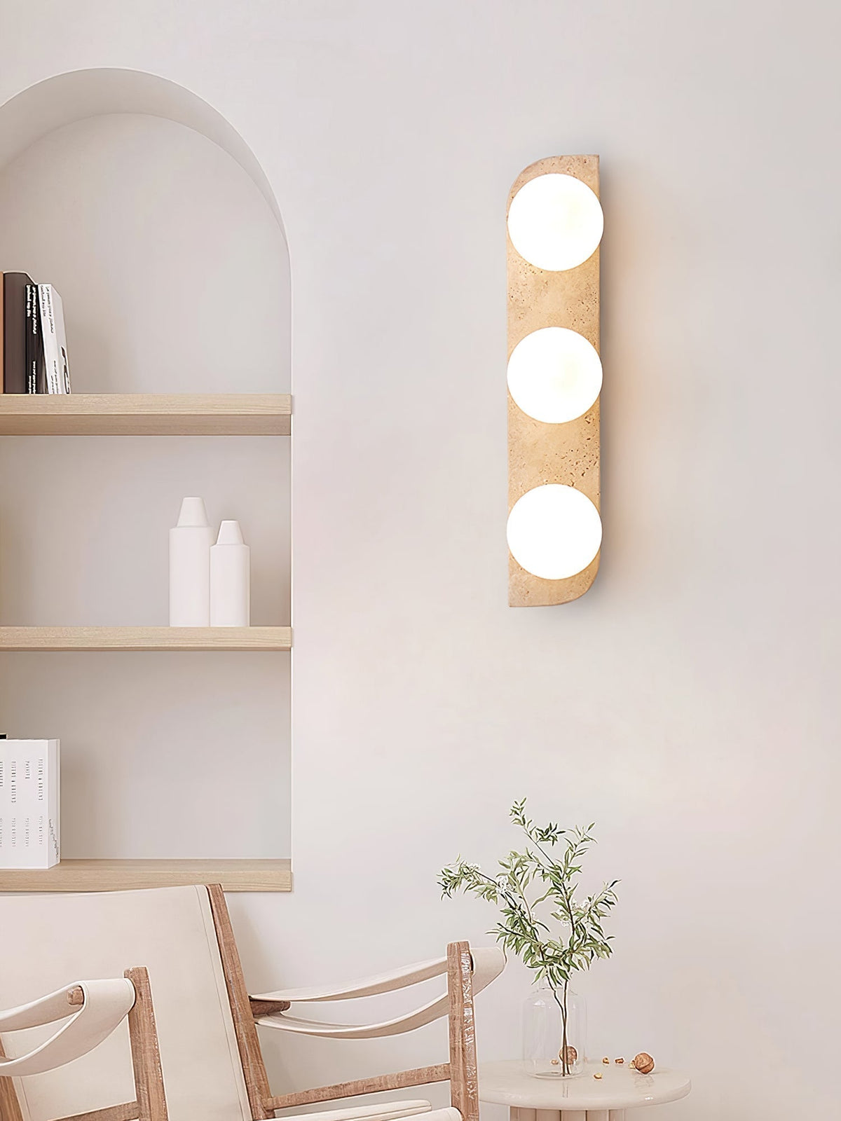Zophaor Minimalist Travertine Plug-In Wall Light - Neutralighting