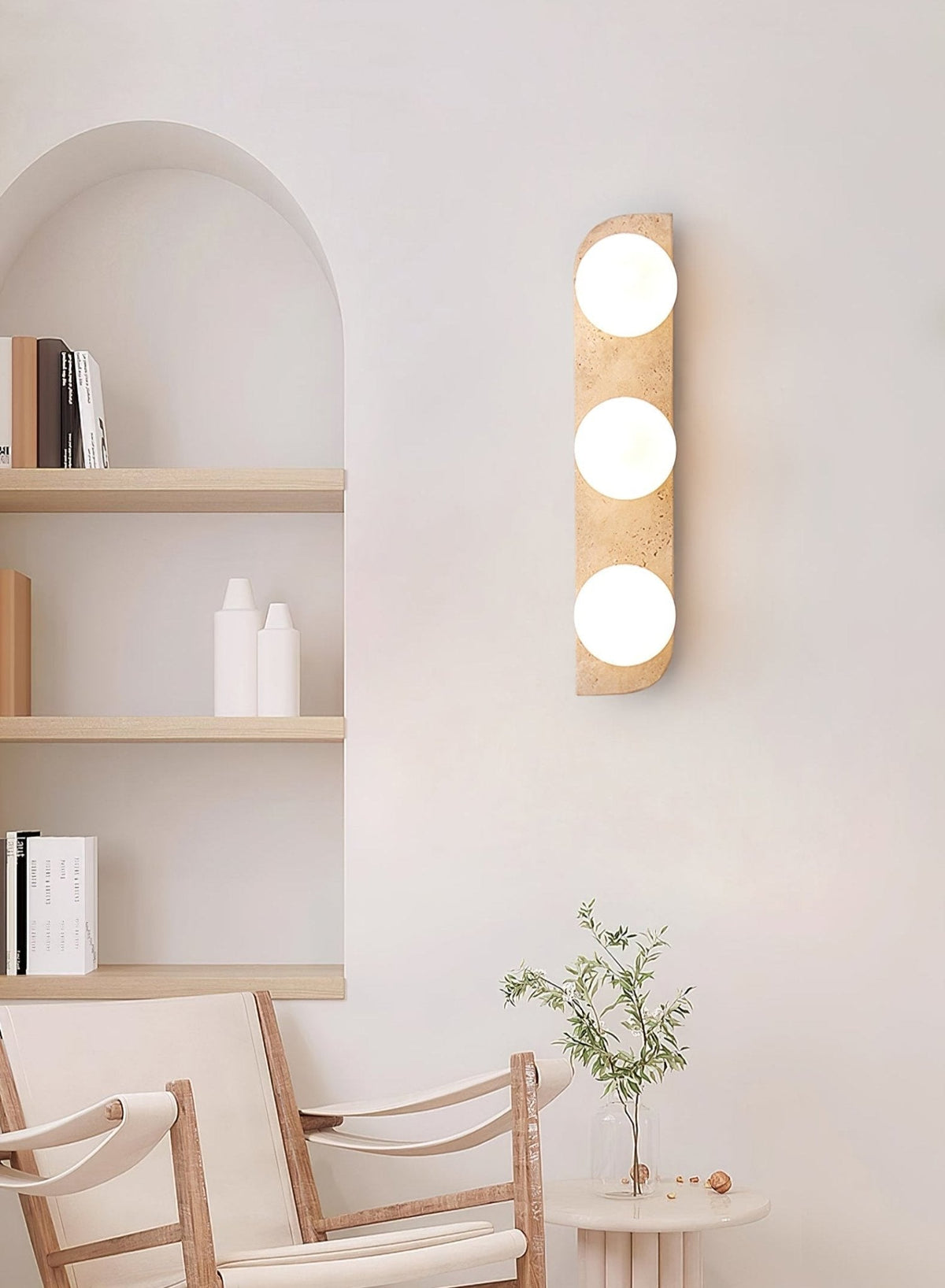 Zophaor Minimalist Travertine Plug-In Wall Light - Neutralighting