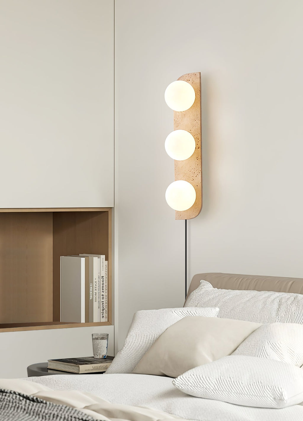 Zophaor Minimalist Travertine Plug-In Wall Light - Neutralighting