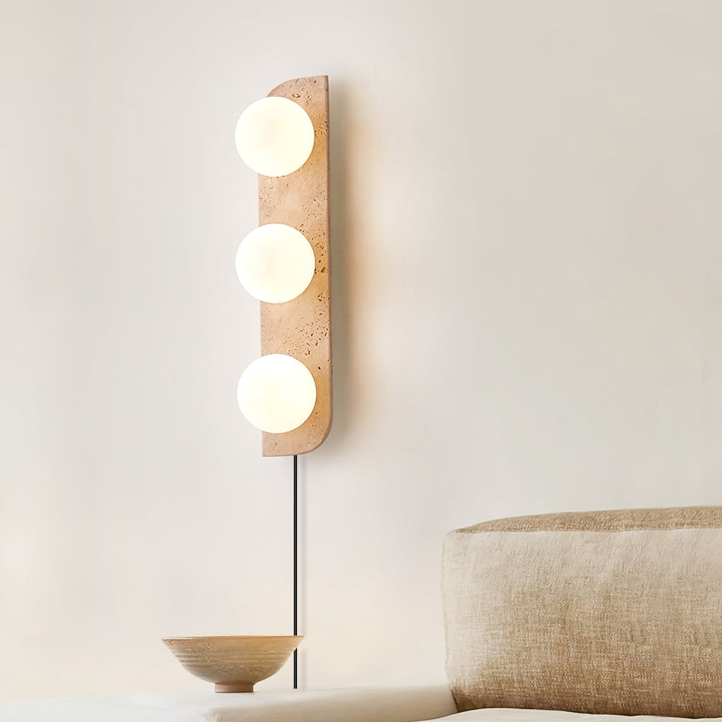 Zophaor Minimalist Travertine Plug-In Wall Light - Neutralighting