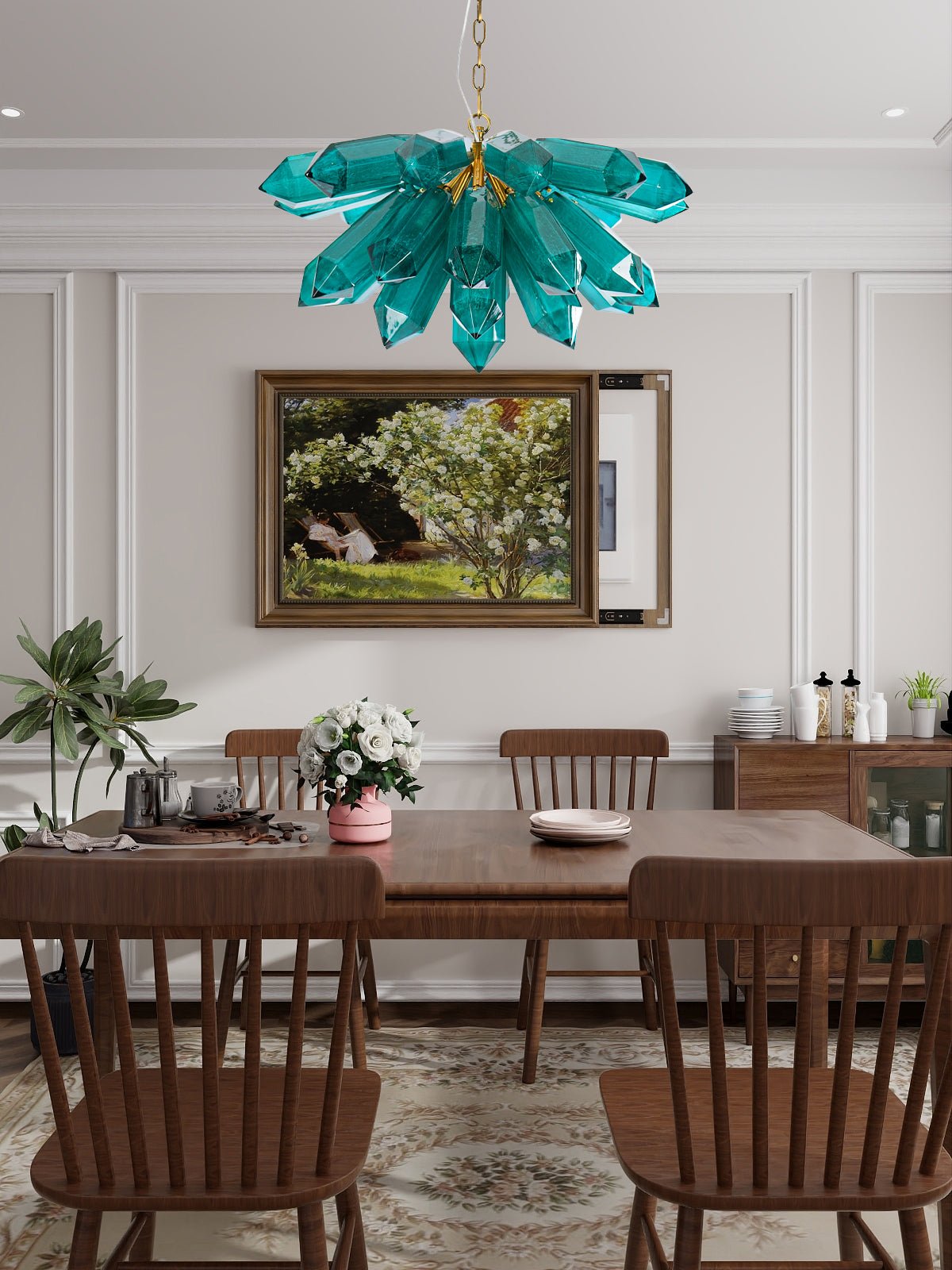 Aurora Chandelier Émeraude Cristal Starburst Or - Neutralighting
