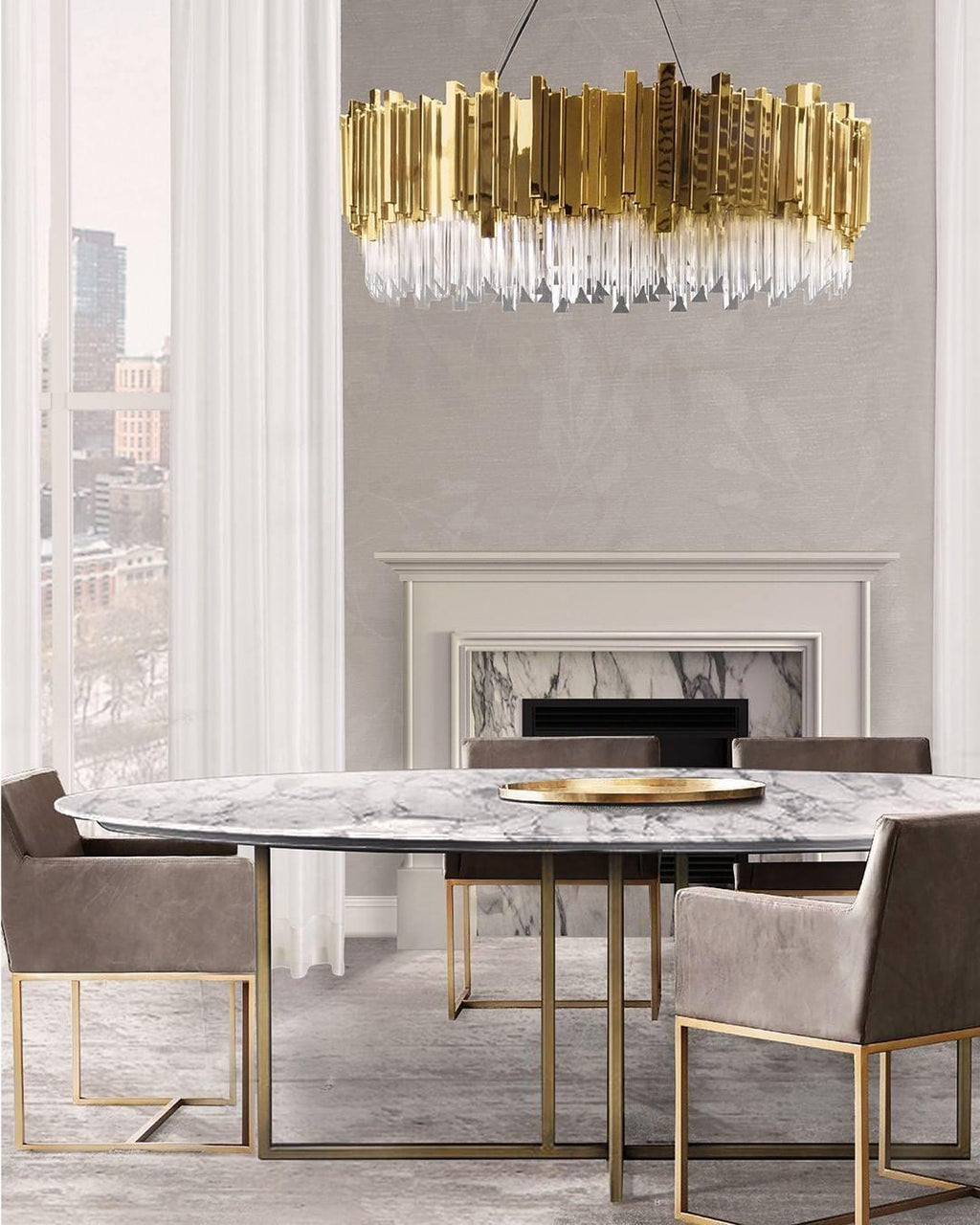 Lustra Lustre Or Cristal Doré - Neutralighting
