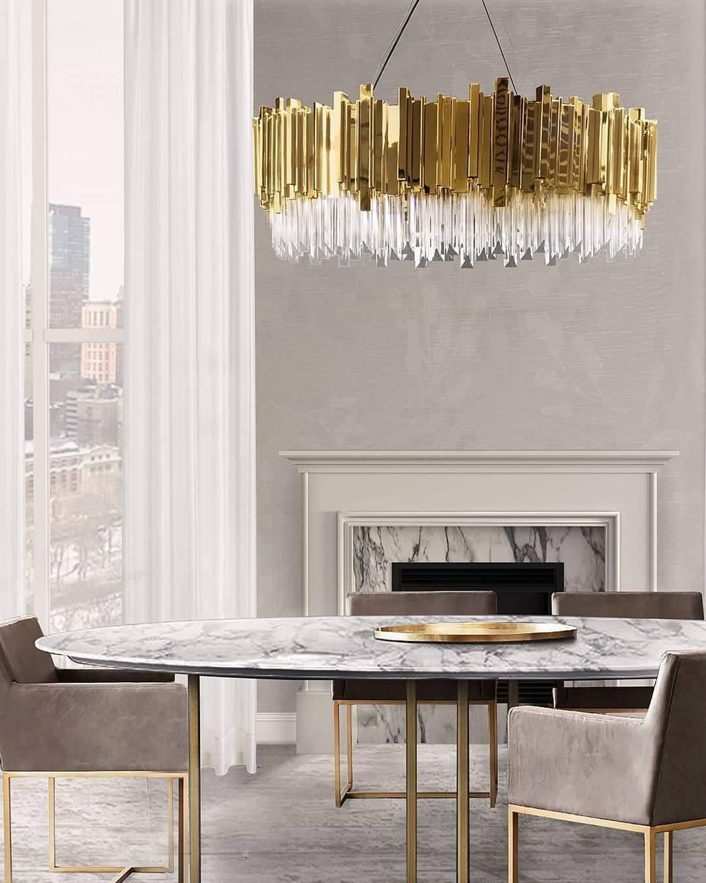 Lustra Lustre Or Cristal Doré - Neutralighting
